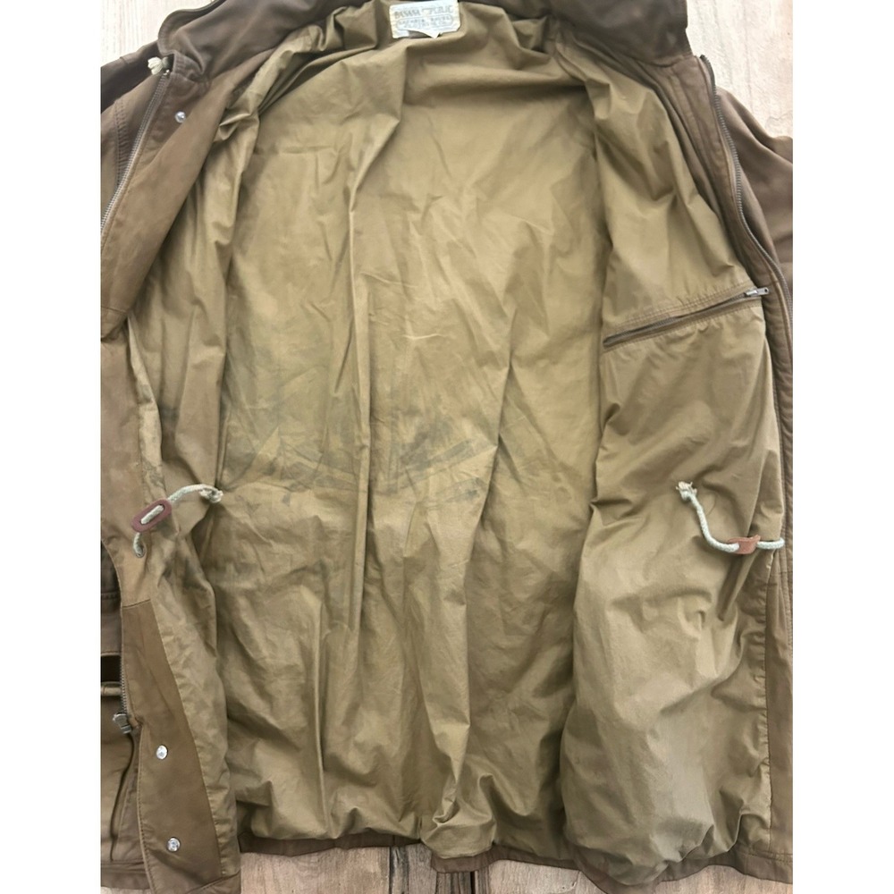Vtg Banana Republic Safari Field Jacket Mens L Patina Leather Adventure Outdoor - Picture 7 of 11